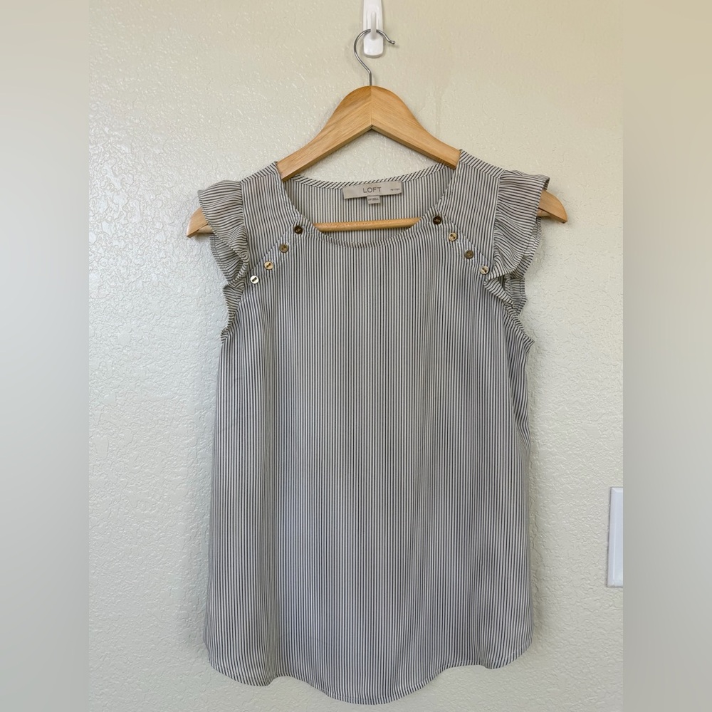 LOFT Petite Vertical Pinstripe Top, XSP